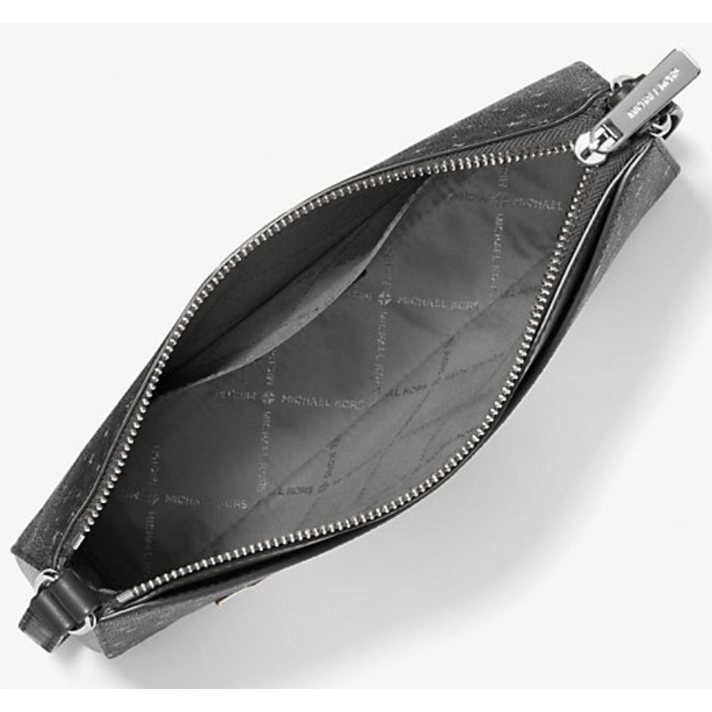 Michael Kors Arden Medium Black Star Print Crossbody Bag with Zip Closure - Picture 3 of 8